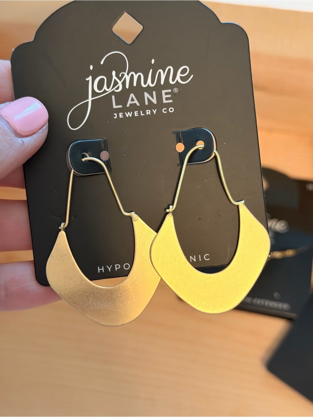 Jasmine Lane Gold Crescent mod earrings- hypoallergenic